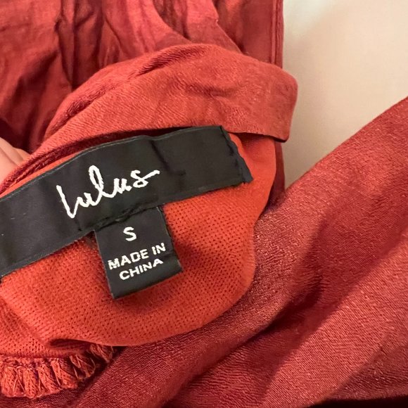 Smile Awhile Rust Red Ruffled Surplice Bodysuit, Size S - Picture 9 of 9